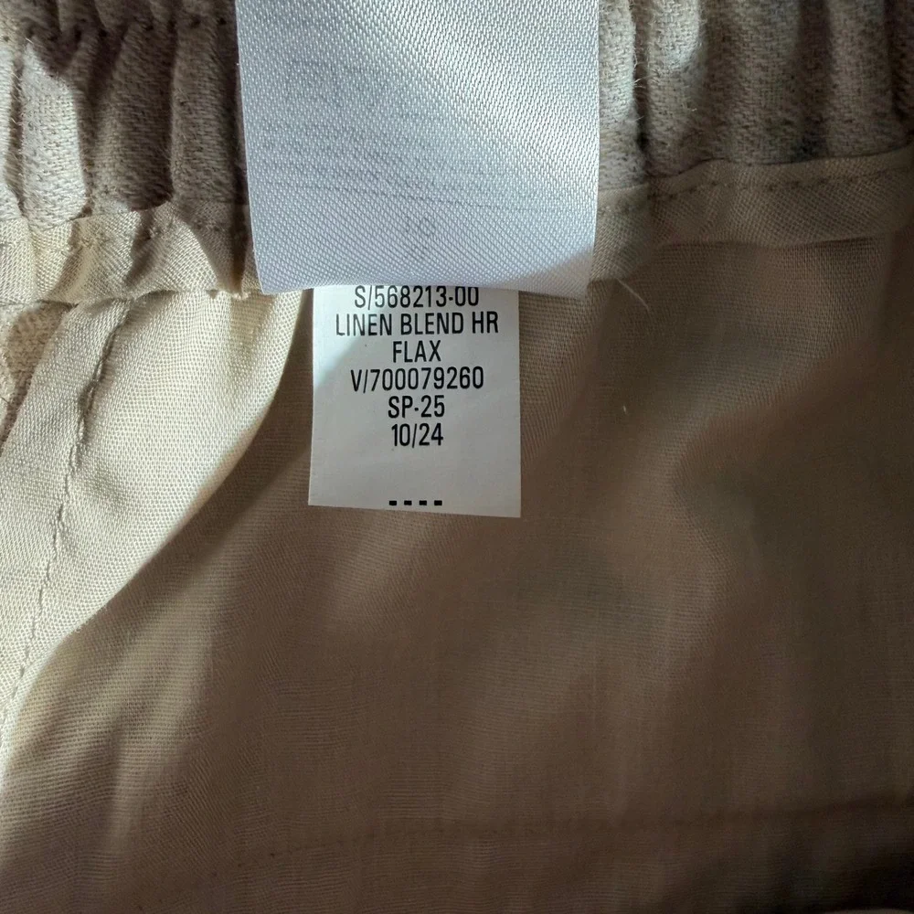 Banana Republic Wide-Leg Cropped Linen Blend HR Pants Flax Beige Women XL